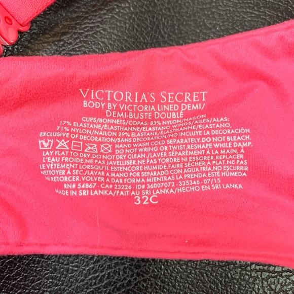 Victorias Secret BODY LINED DEMI Pink Lace Bra 32C - Picture 12 of 16